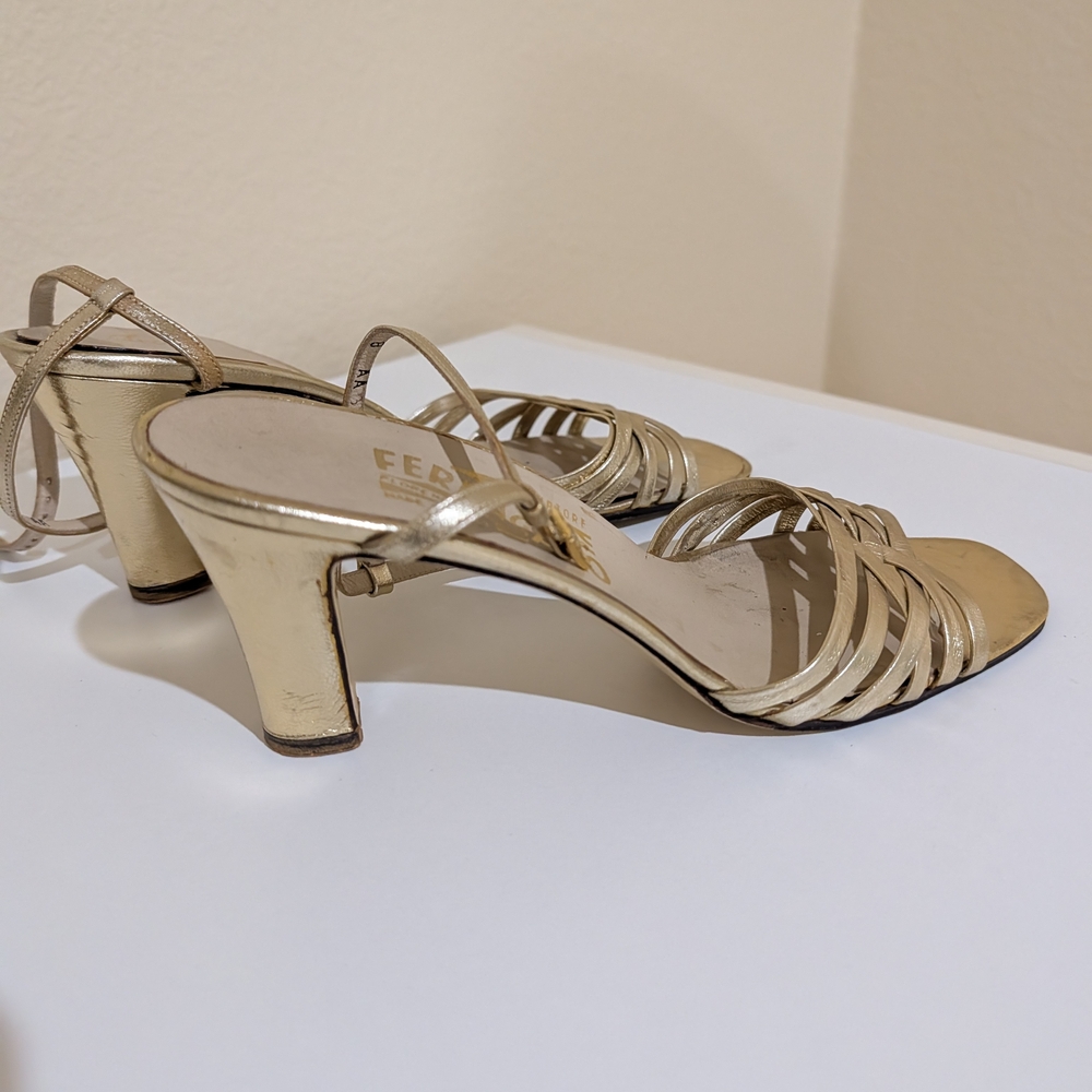Fendi Gold Strappy Heels for Women